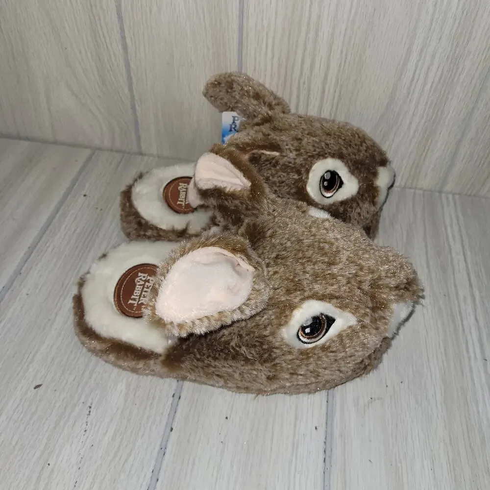 New Kids Peter Rabbit Brown Bunny Slippers Easter Dan Dee Size M 13-1